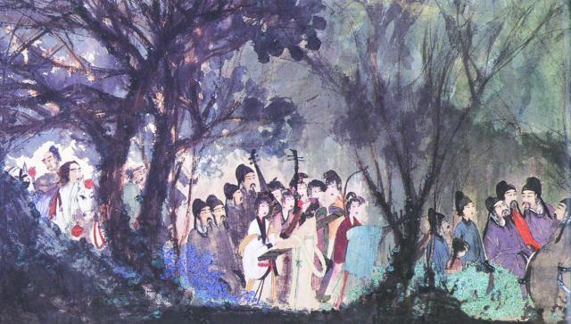 傅抱石的名作《麗人行》，被徐悲鴻形容為「聲色靈慾的大交響」。